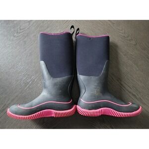 Muck Hale Women's Waterproof Rubber Boots Black & Pink Size 9 • Outdoor Wear